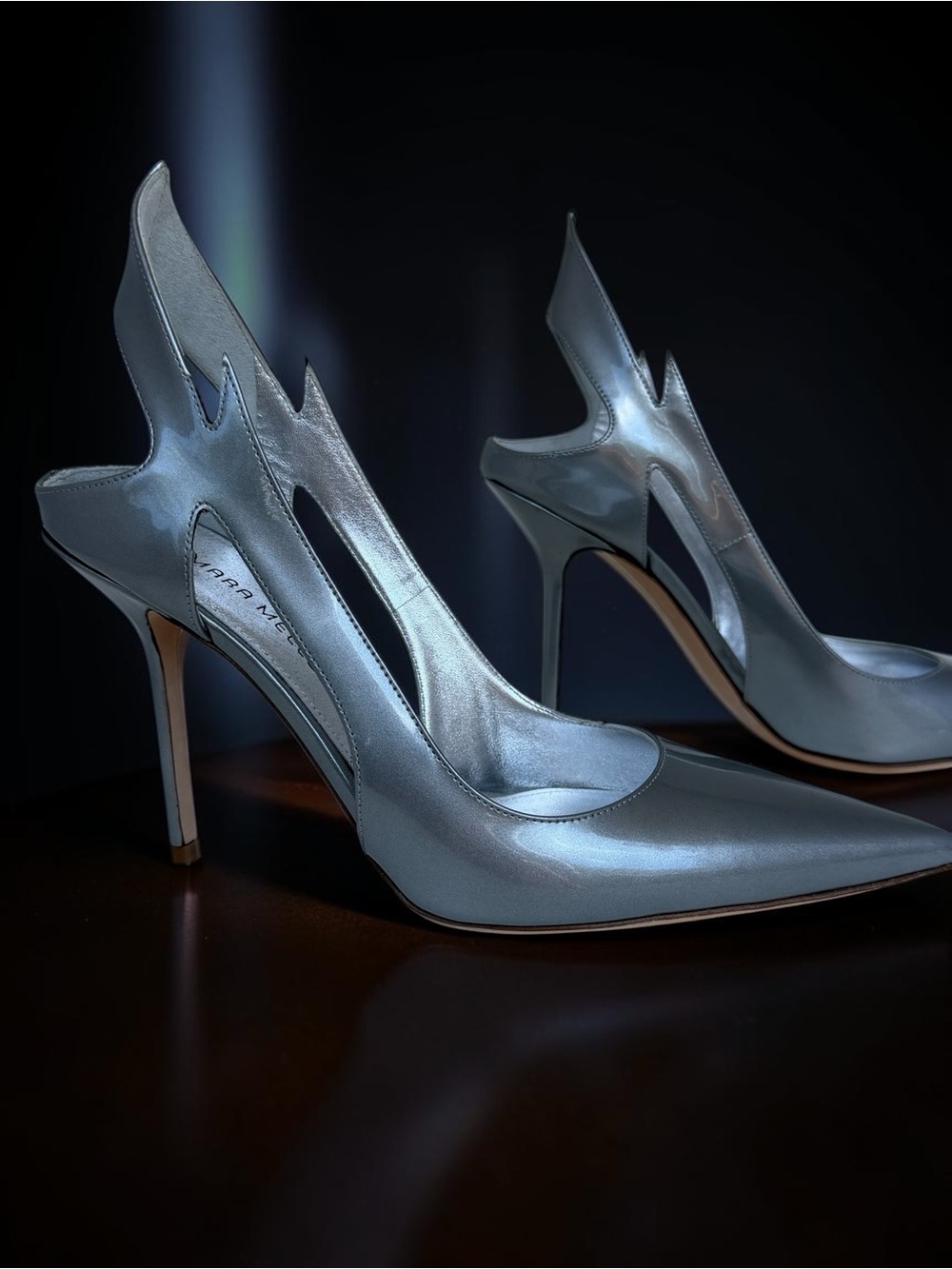 ✨Exclusive✨Tamara Mellon FW23 Glare Lightning Bolt Metallic Silver Sample Sz 40 - Picture 7 of 13
